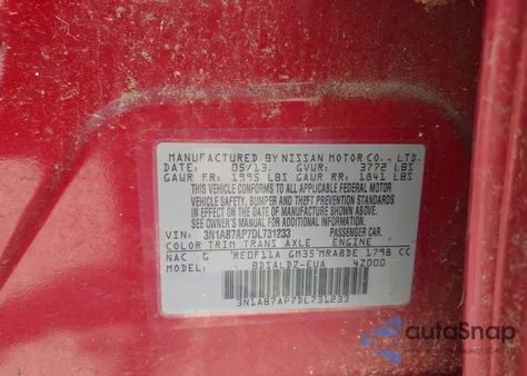 2013 Nissan Sentra Sv из США, поврежденный, VIN 3N1AB7AP7DL731233